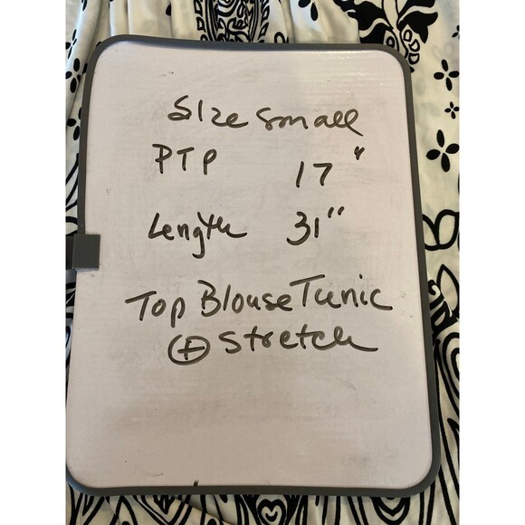 Christine Love Top Tunic Blouse Size Small Square Lace Neckline & Hem + Stretch - Picture 12 of 12